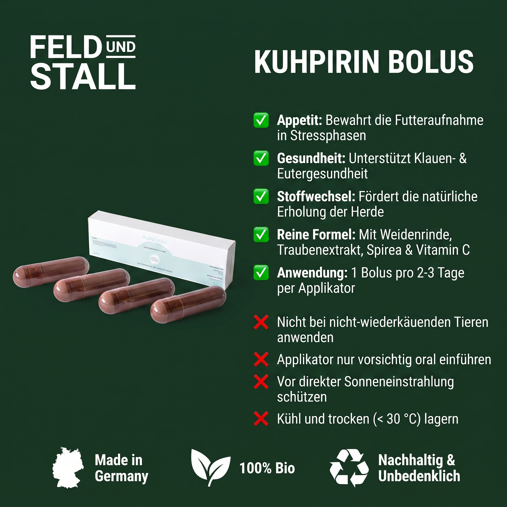 Kuhpirin Bolus – Ergänzungsfuttermittel für Rinder (4 Boli)