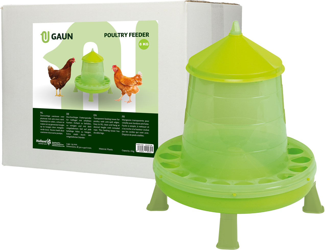 Gaun Geflügel Futterautomat mit Ständer Limonengrün 8 kg