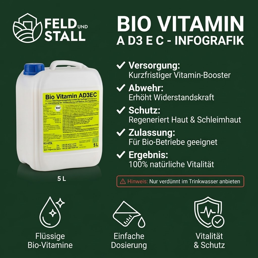 Vitamin AD3EC - Flüssiges Ergänzungsfuttermittel für Nutztiere 5 L (Bio)