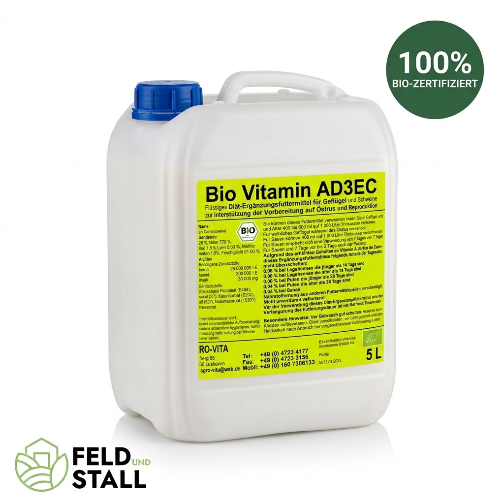 Vitamin AD3EC - Flüssiges Ergänzungsfuttermittel für Nutztiere 5 L (Bio)