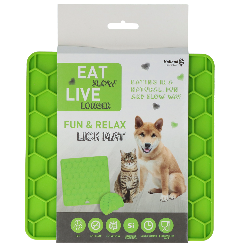 Eat Slow Live Longer Lick Mat Honeycomb Grün