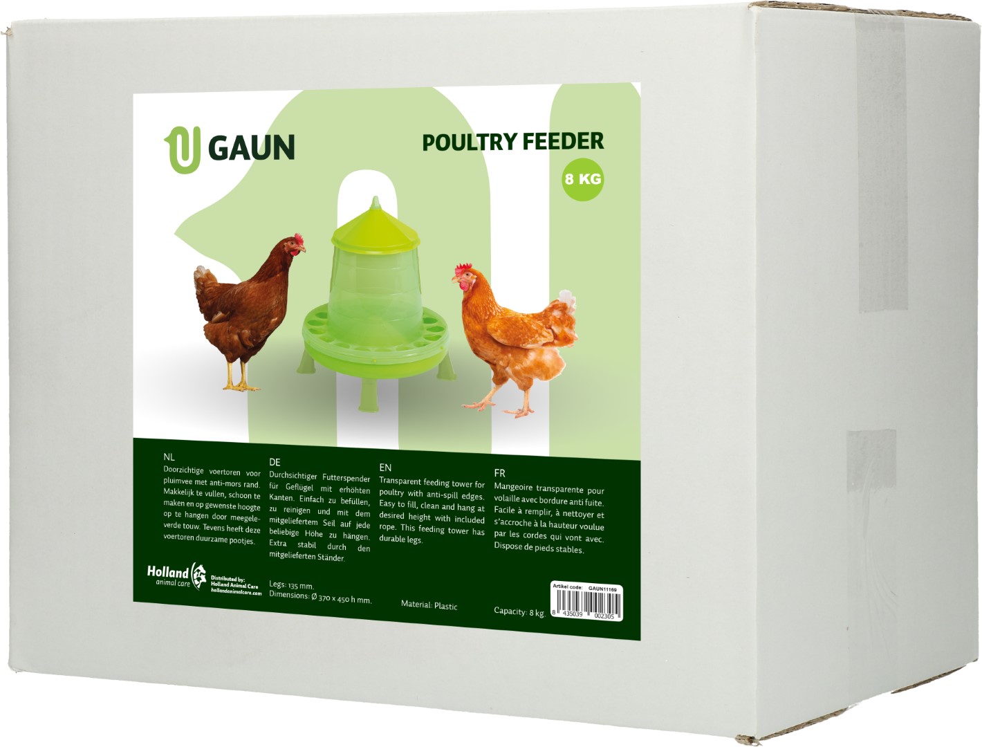 Gaun Geflügel Futterautomat mit Ständer Limonengrün 8 kg