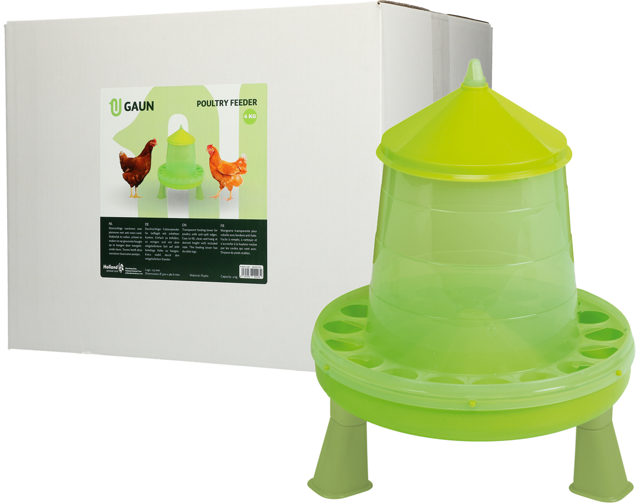 Gaun Geflügel Futterautomat mit Ständer Limonengrün 4 kg