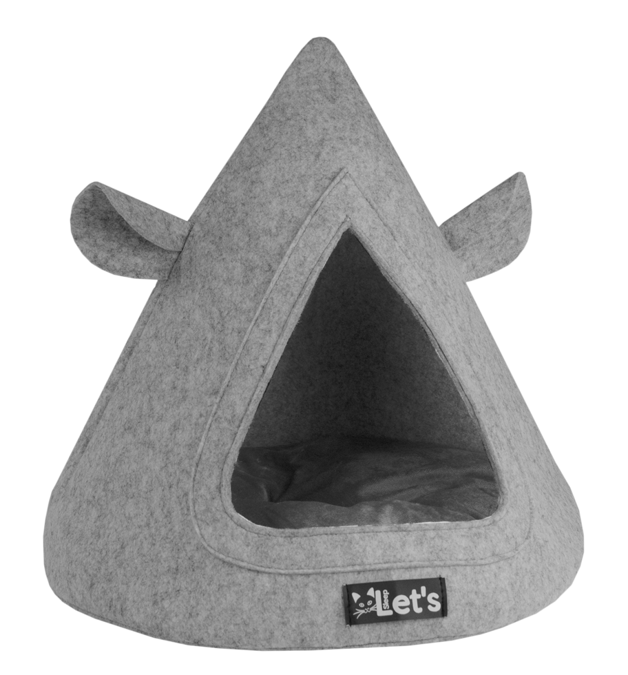 Let's sleep Pet Cave TeePee Grau