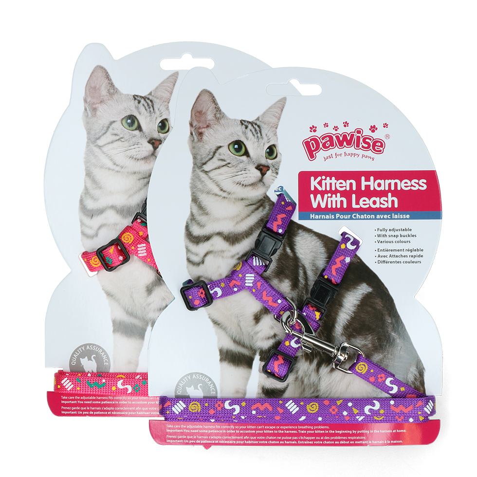 Pawise Kitten Harness With Leash Pink/Purple 